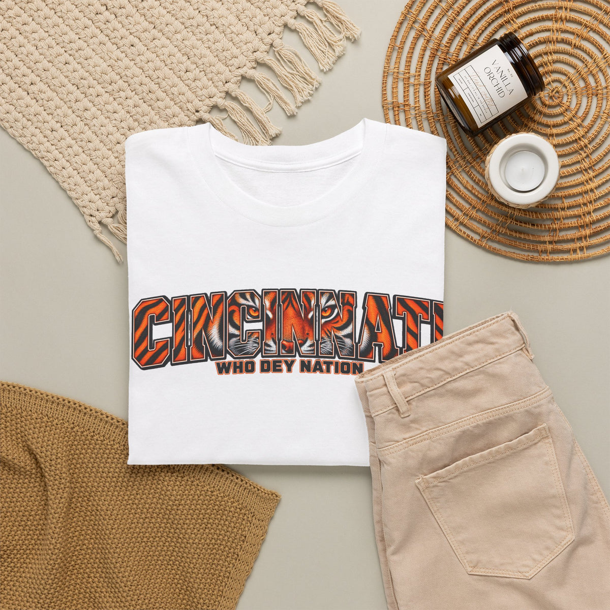 Who Dey Nation Tiger-Stripe Graphic Tee