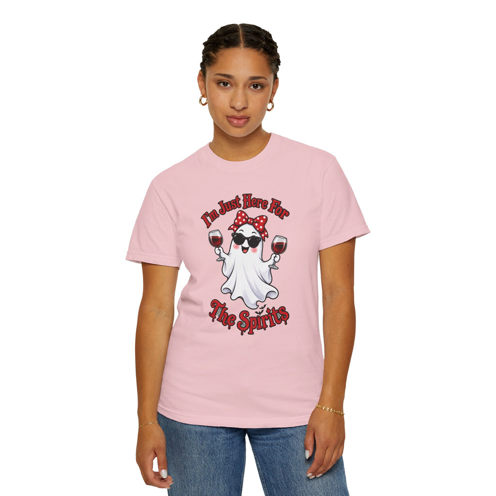 Wine Ghost T-Shirt — "I'm Just Here For The Spirits" Halloween Tee