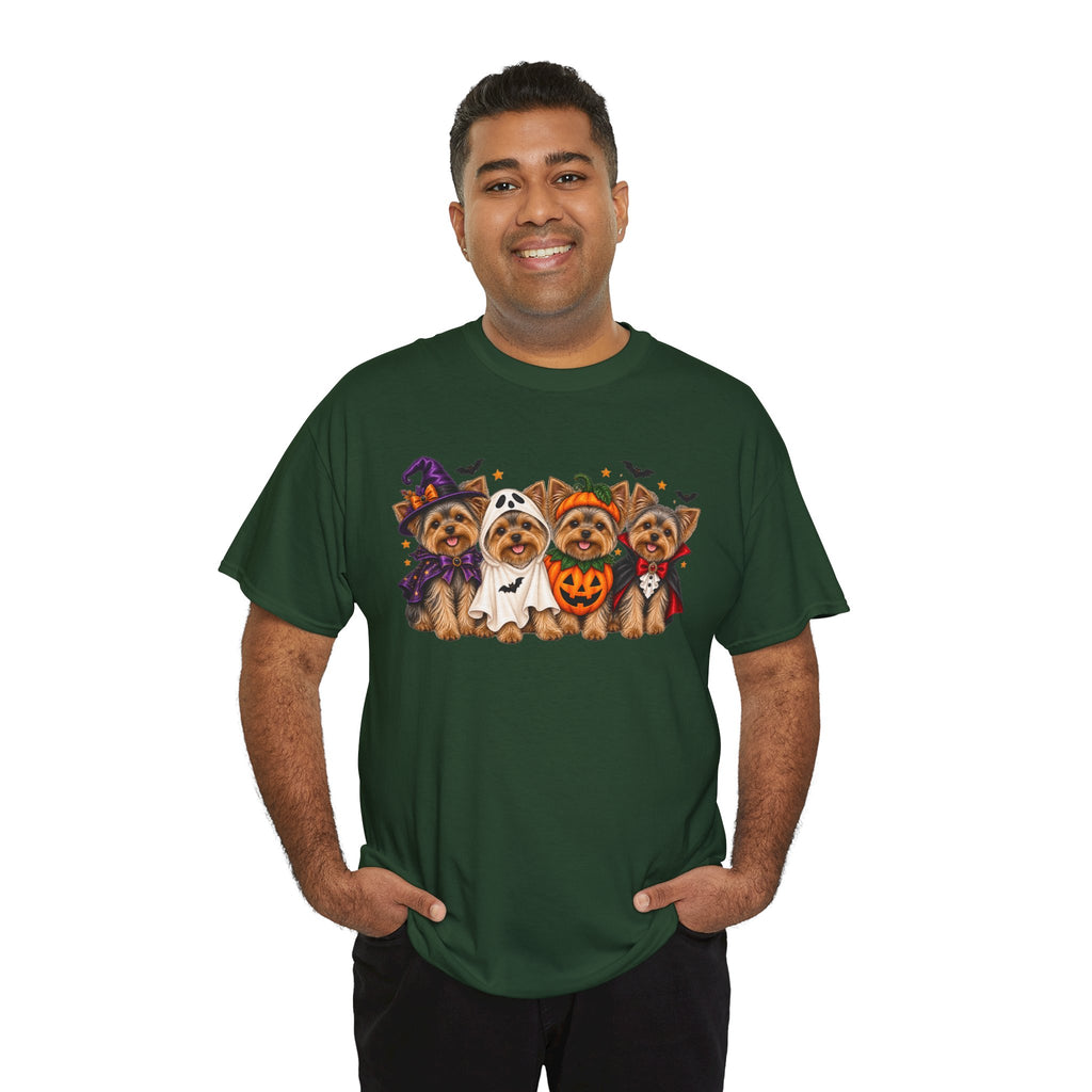 Halloween Yorkie T-Shirt — Cute Yorkies in Costumes (Pumpkin, Ghost, Witch, Vampire)