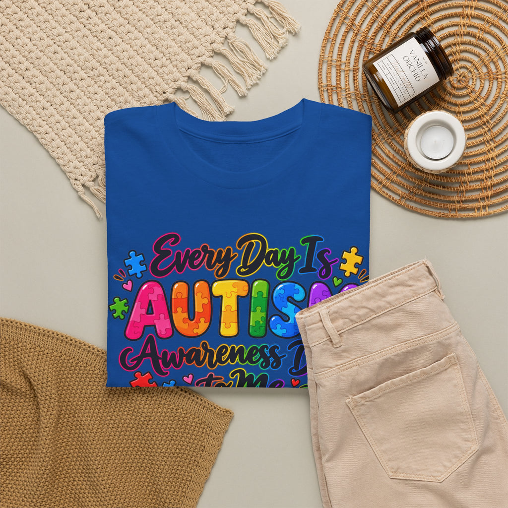 Autism Awareness T-Shirt — "Every Day Is Autism Awareness Day to Me" Colorful Puzzle Tee