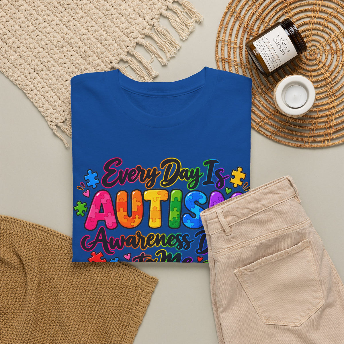 Autism Awareness T-Shirt — "Every Day Is Autism Awareness Day to Me" Colorful Puzzle Tee