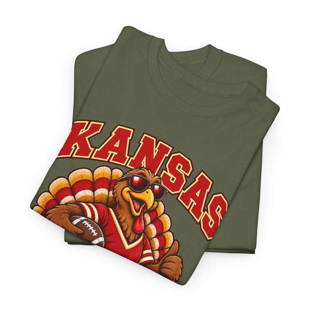 Kansas Thanksgiving Football T‑Shirt — Turkey Mascot Holiday Game Tee