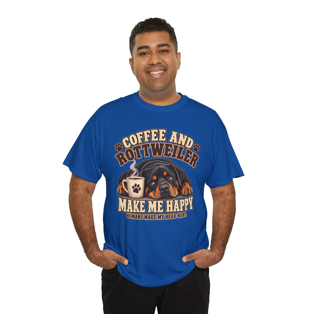 Coffee and Rottweiler Tee — "Coffee and Rottweiler Make Me Happy" Dog Lover Shirt