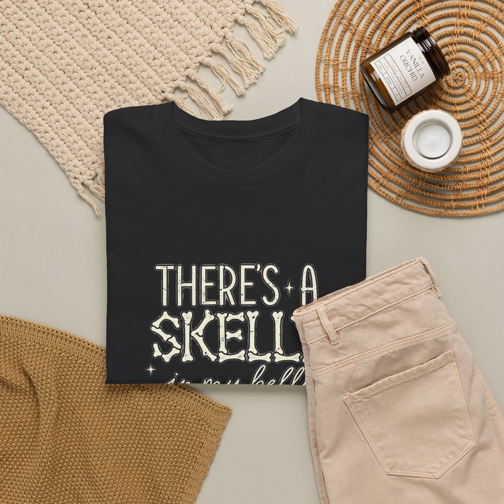 Skeleton Heart T‑Shirt — "There's a Skelly in My Belly" Cute Halloween Tee