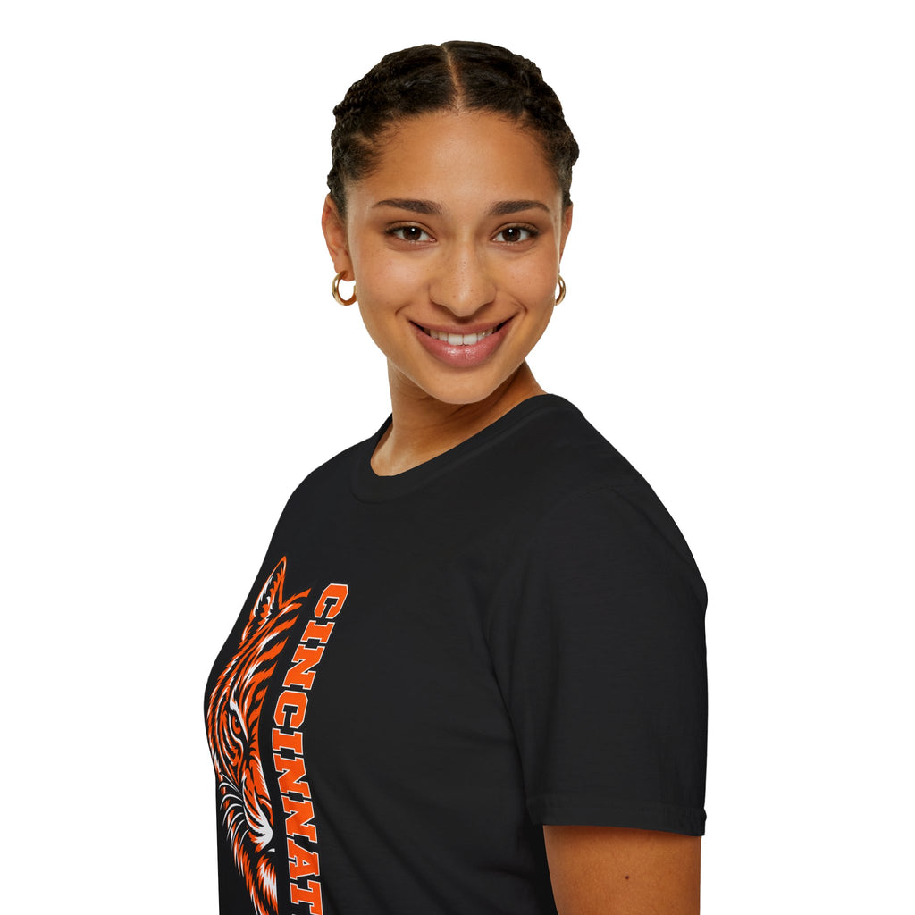 Cincinnati Tiger Head Vertical Graphic T-Shirt
