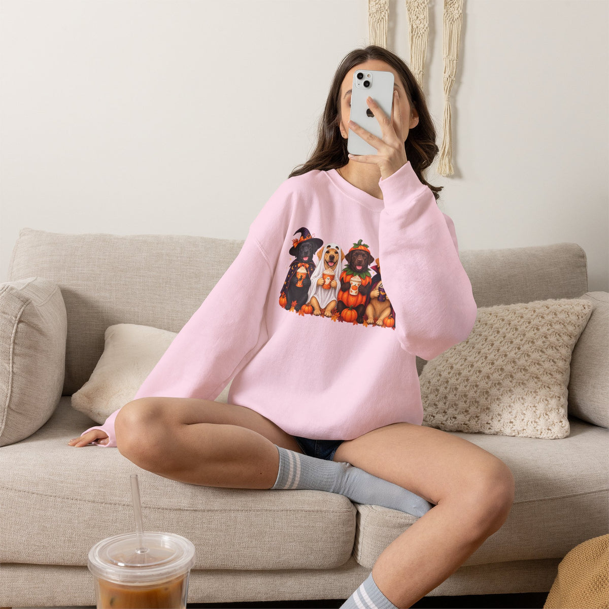 Halloween Dogs Crewneck Sweatshirt — Cute Puppies in Costumes Fall Pullover