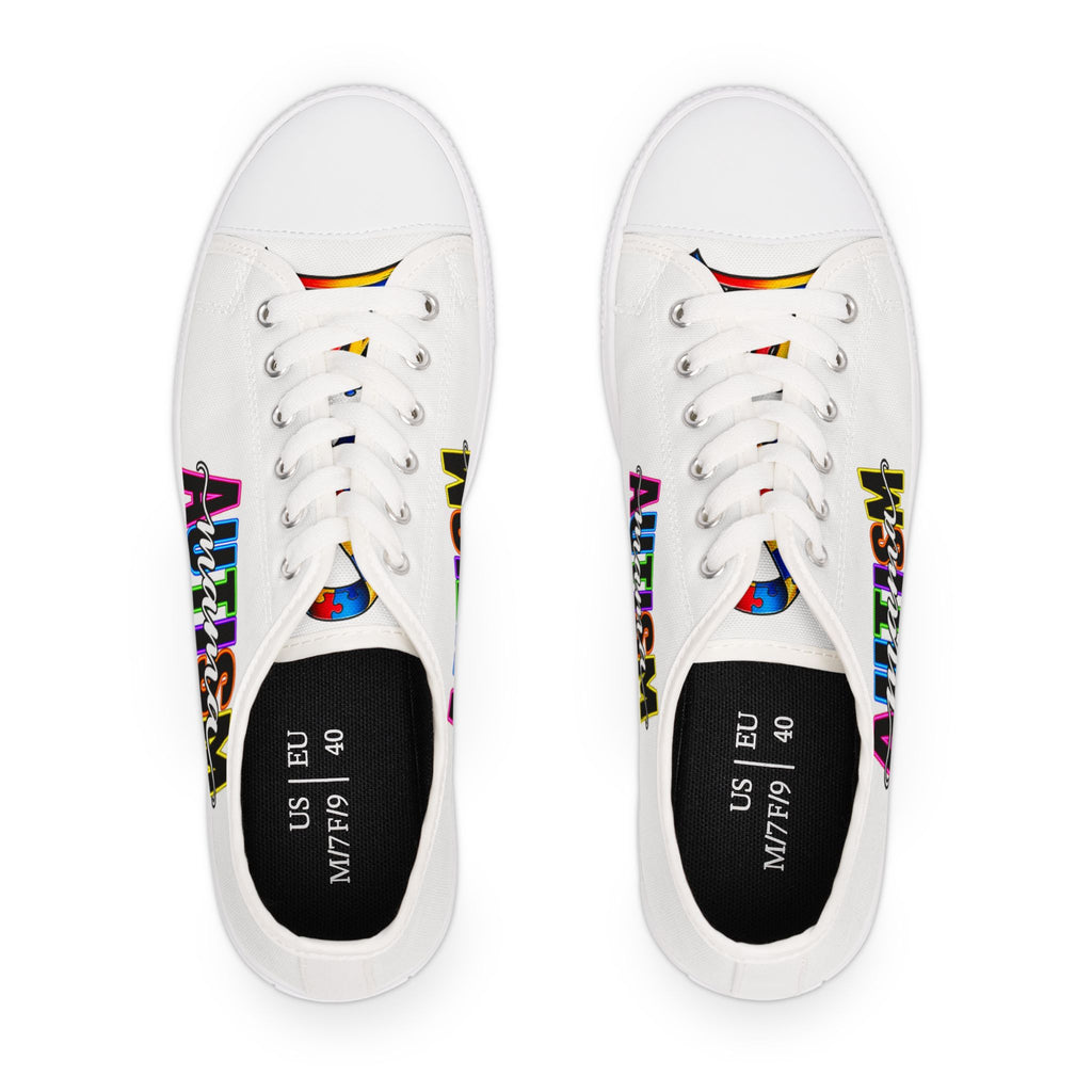 Low Top Sneakers — "Autism Mama" Multicolor Graphic
