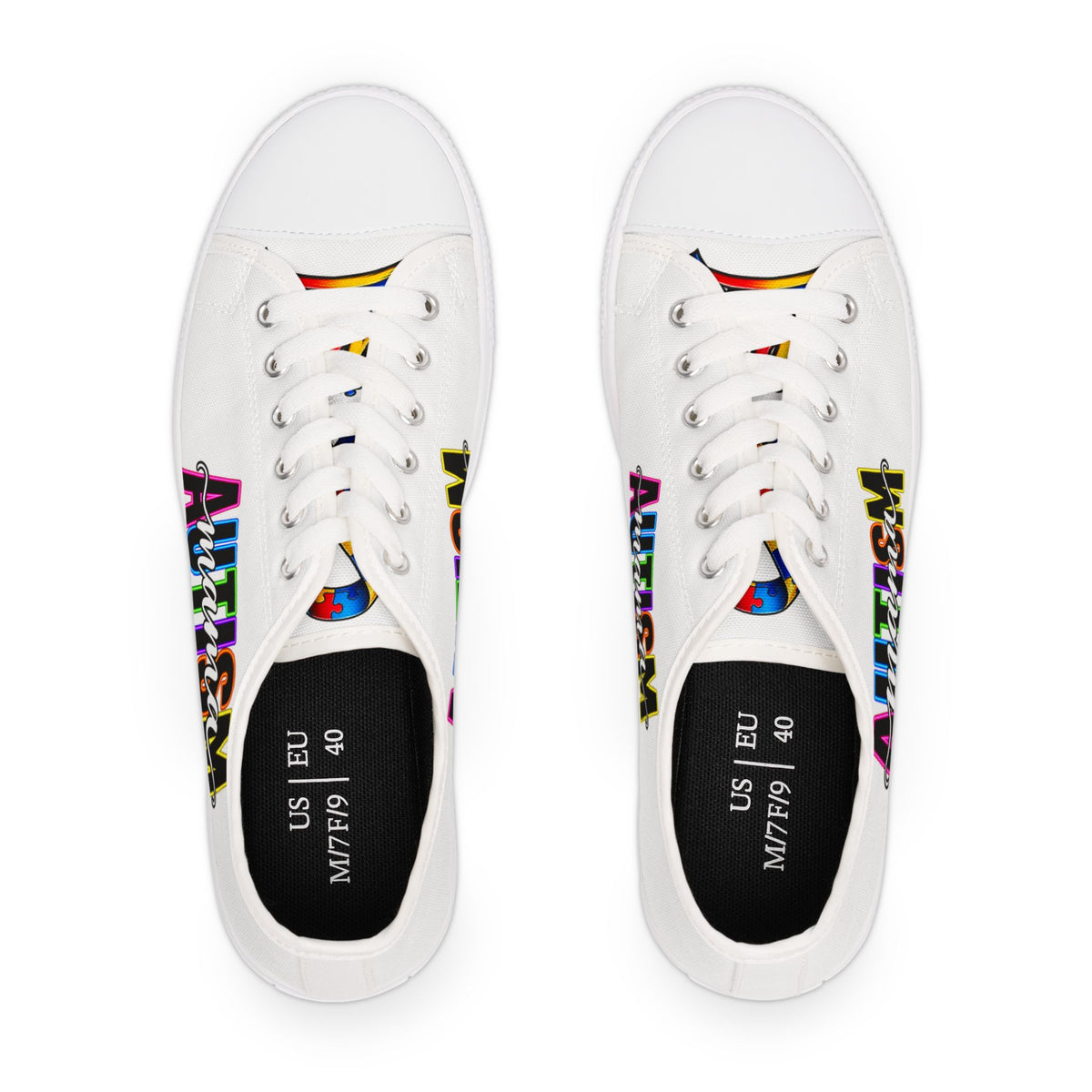 Low Top Sneakers — "Autism Mama" Multicolor Graphic