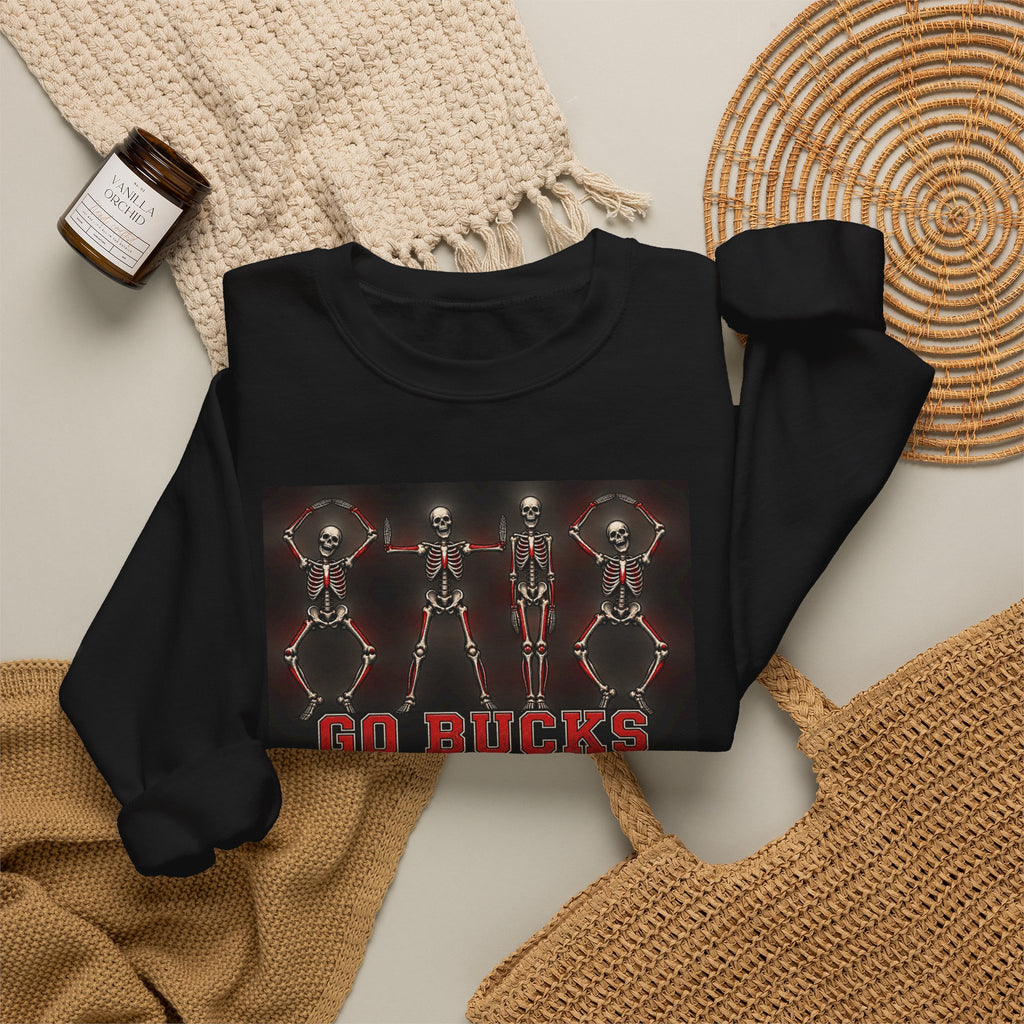 Crewneck Sweatshirt — 'Go Bucks' Dance Skeletons Graphic