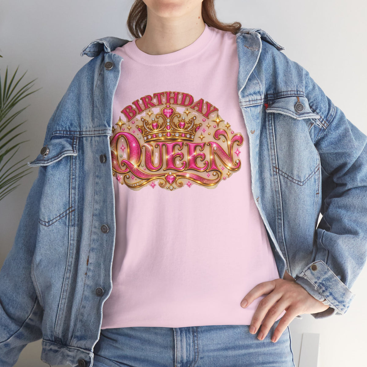 Birthday Queen Graphic T-Shirt | Pink & Gold Crown