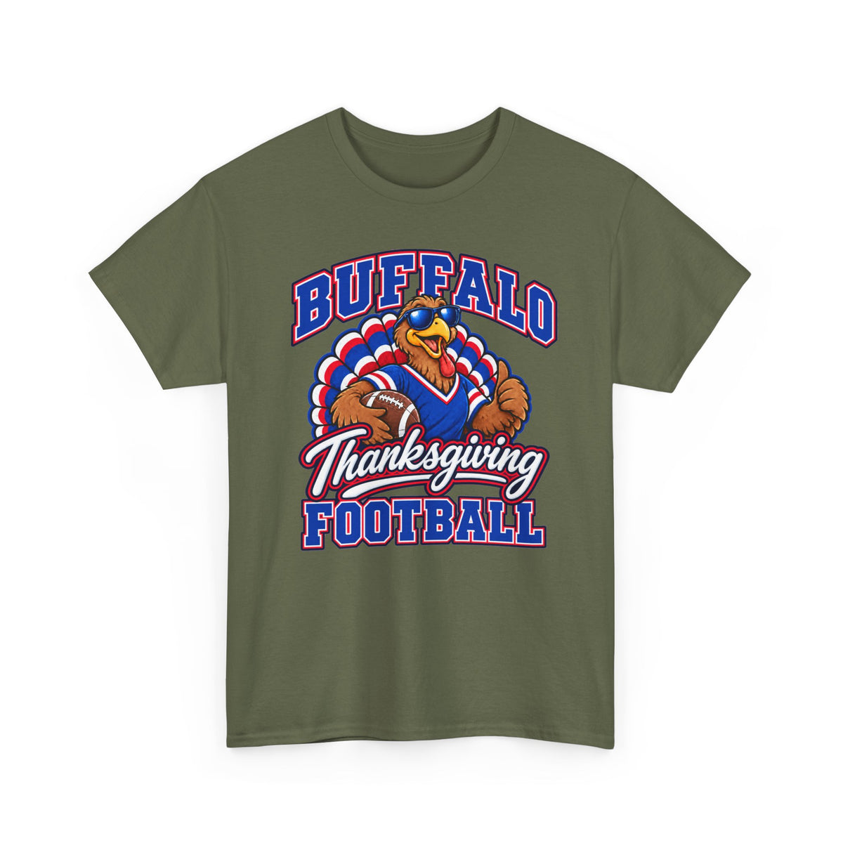 Buffalo Thanksgiving Football T-Shirt — Turkey Mascot Game Day Tee