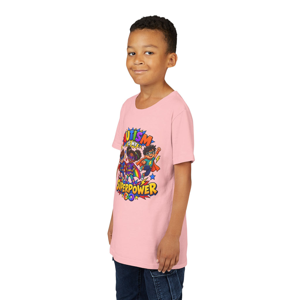 Youth Tee — "Autism Is My Superpower" Colorful Superhero Kids Shirt