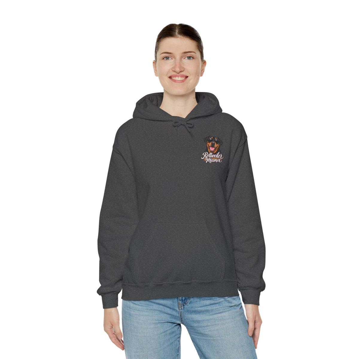 Rottweiler Mama Hoodie — Cute Rottie Portrait Pullover for Dog Moms
