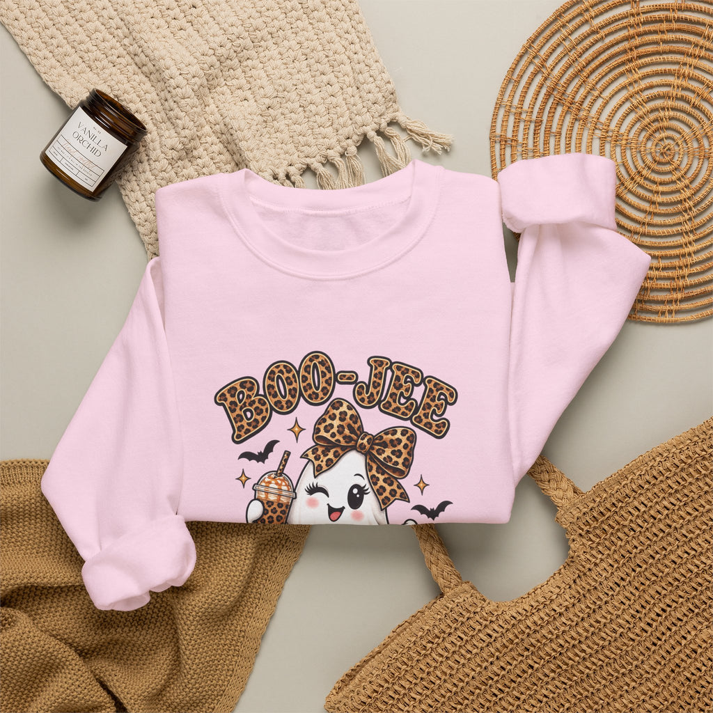 Ghost Trick Crewneck Sweatshirt — "Boo-tiful" Leopard Halloween Ghost Design