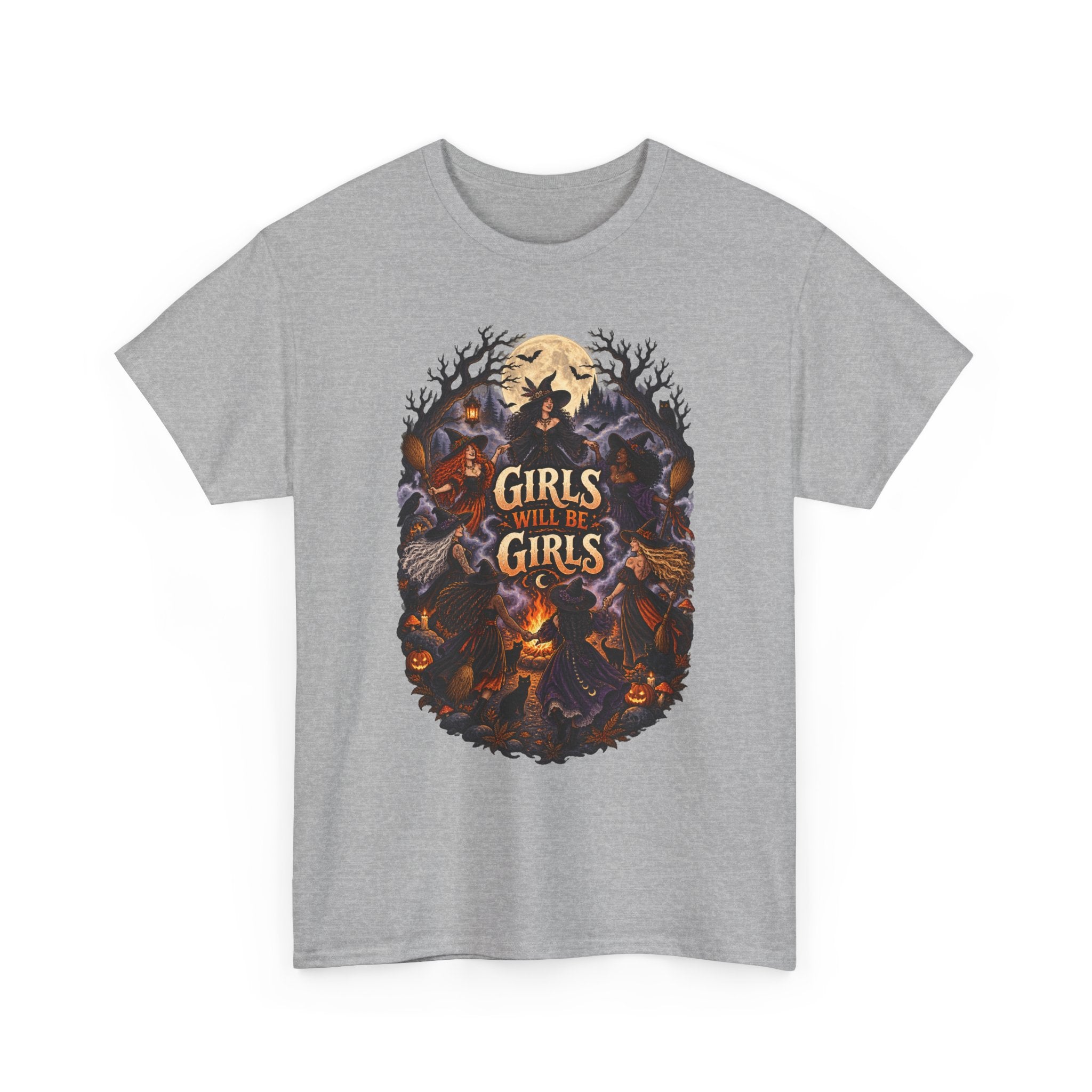 Girls Will Be Girls T-Shirt — Witchy Campfire Illustration Tee