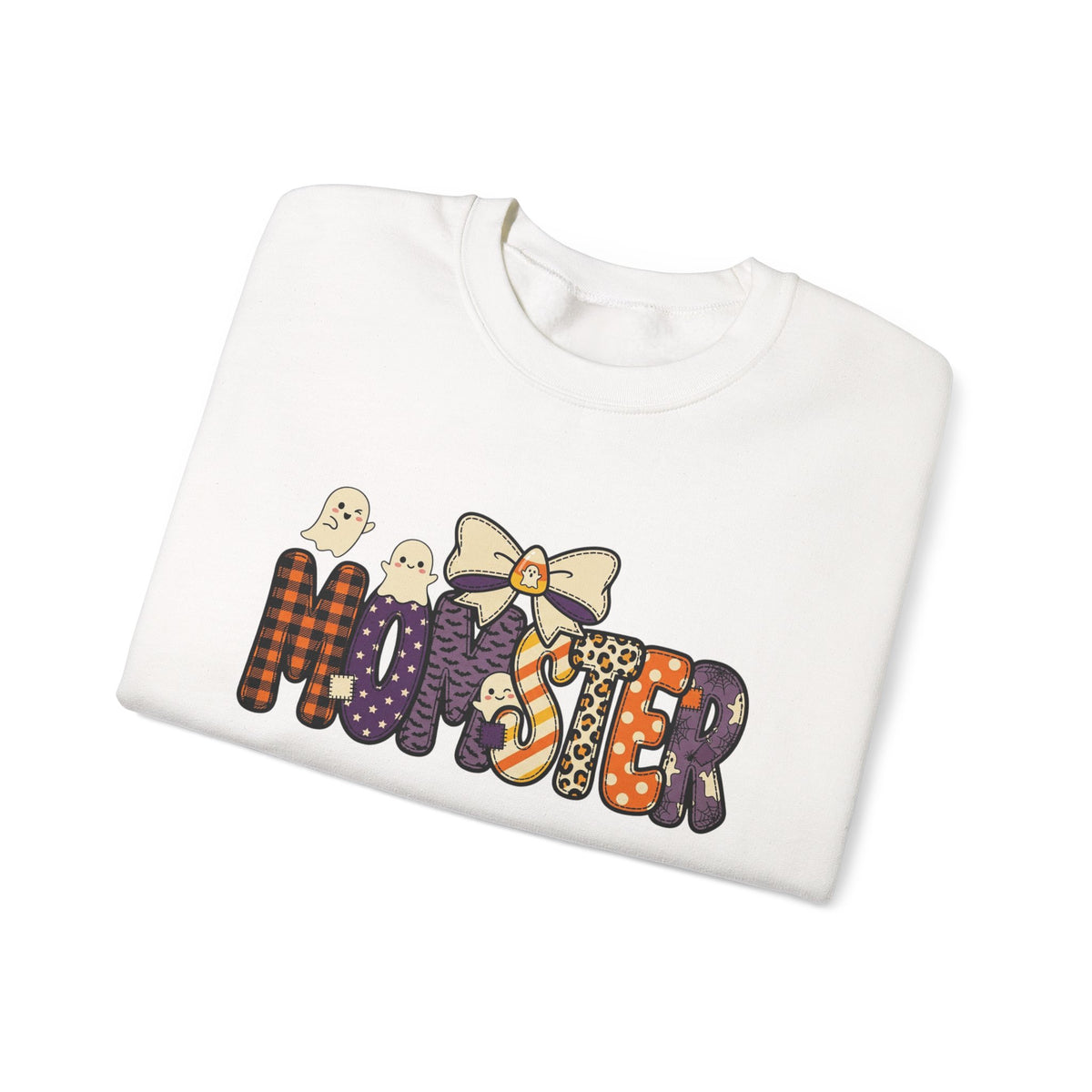 Momster Halloween Sweater | Momster Crewneck Sweatshirt, Halloween mom, purple orange spooky lettering