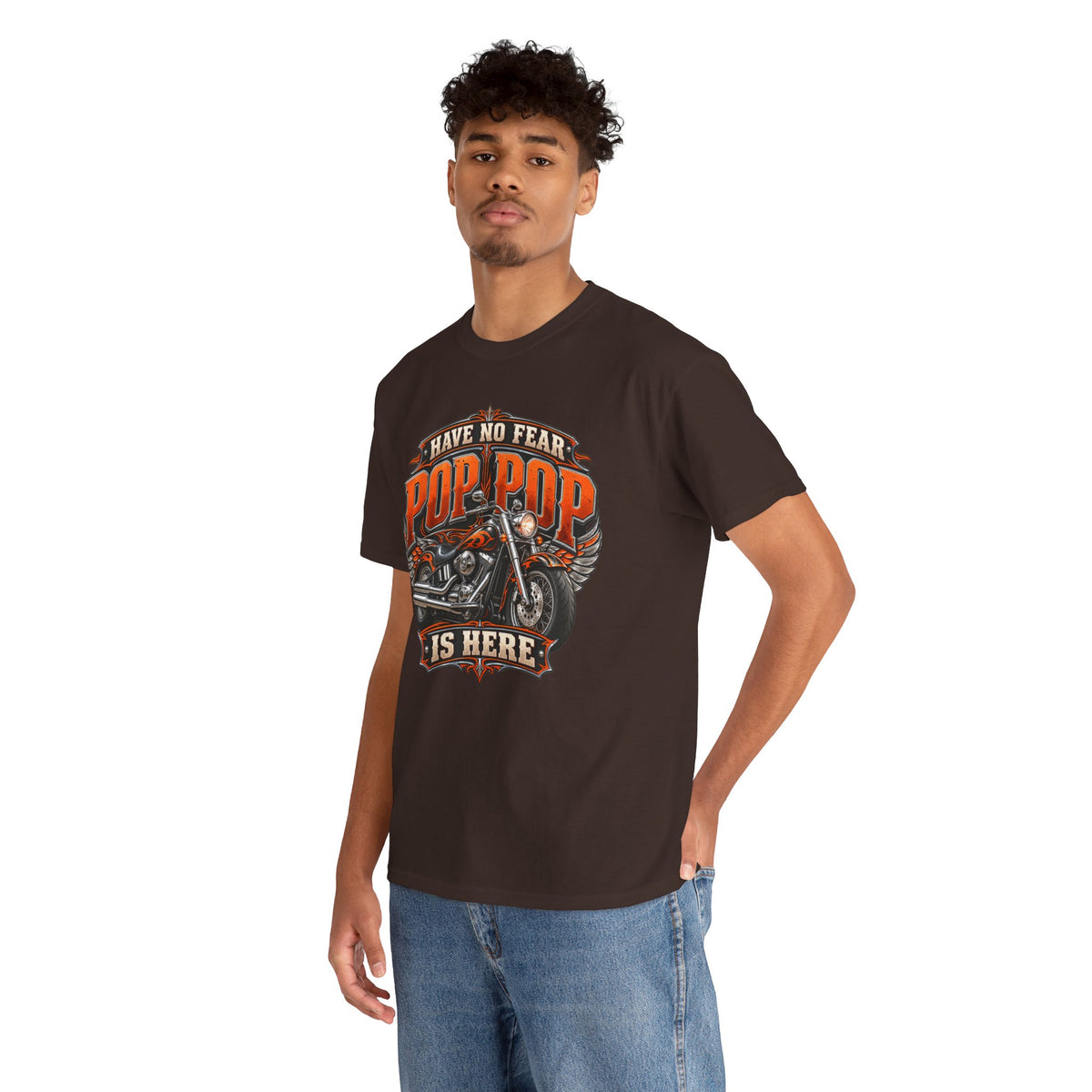 Pop Pop Is Here Motorcycle Dad T-Shirt
