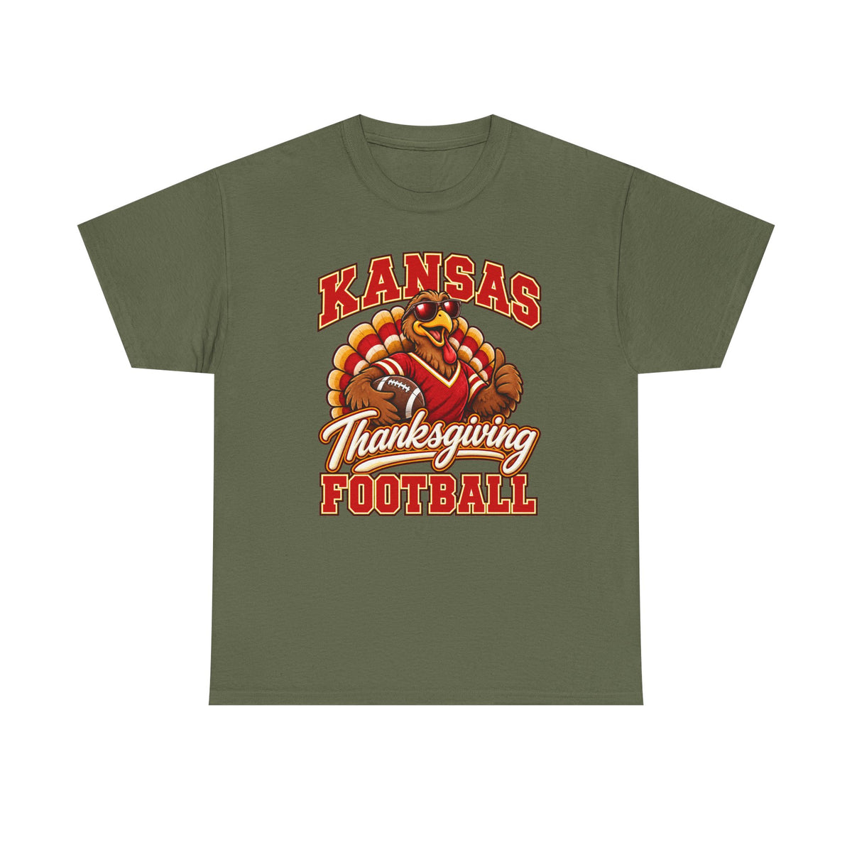 Kansas Thanksgiving Football T‑Shirt — Turkey Mascot Holiday Game Tee