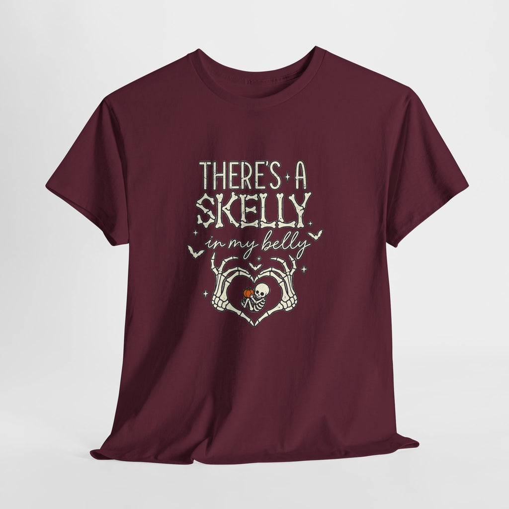 Skeleton Heart T‑Shirt — "There's a Skelly in My Belly" Cute Halloween Tee