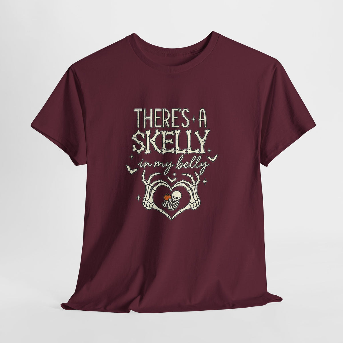 Skeleton Heart T‑Shirt — "There's a Skelly in My Belly" Cute Halloween Tee