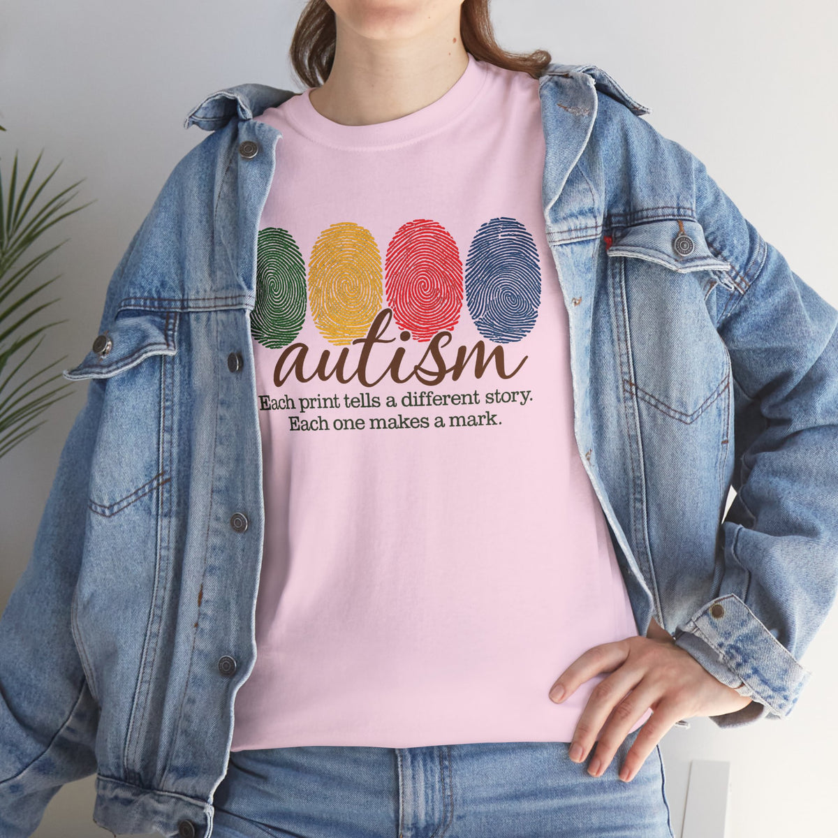 Autism Awareness T-Shirt — "Each Print Tells a Different Story" Colorful Fingerprint Tee