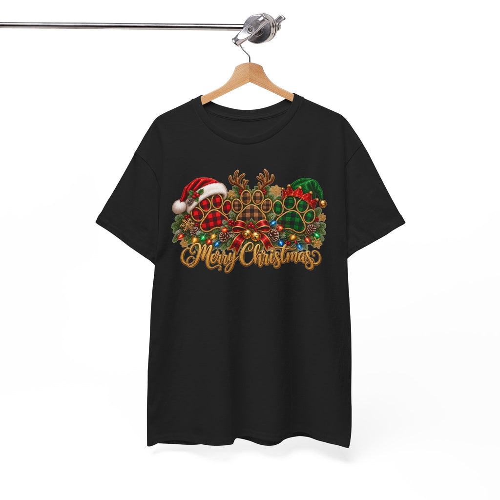 Merry Christmas Paw Prints Holiday Graphic Tee