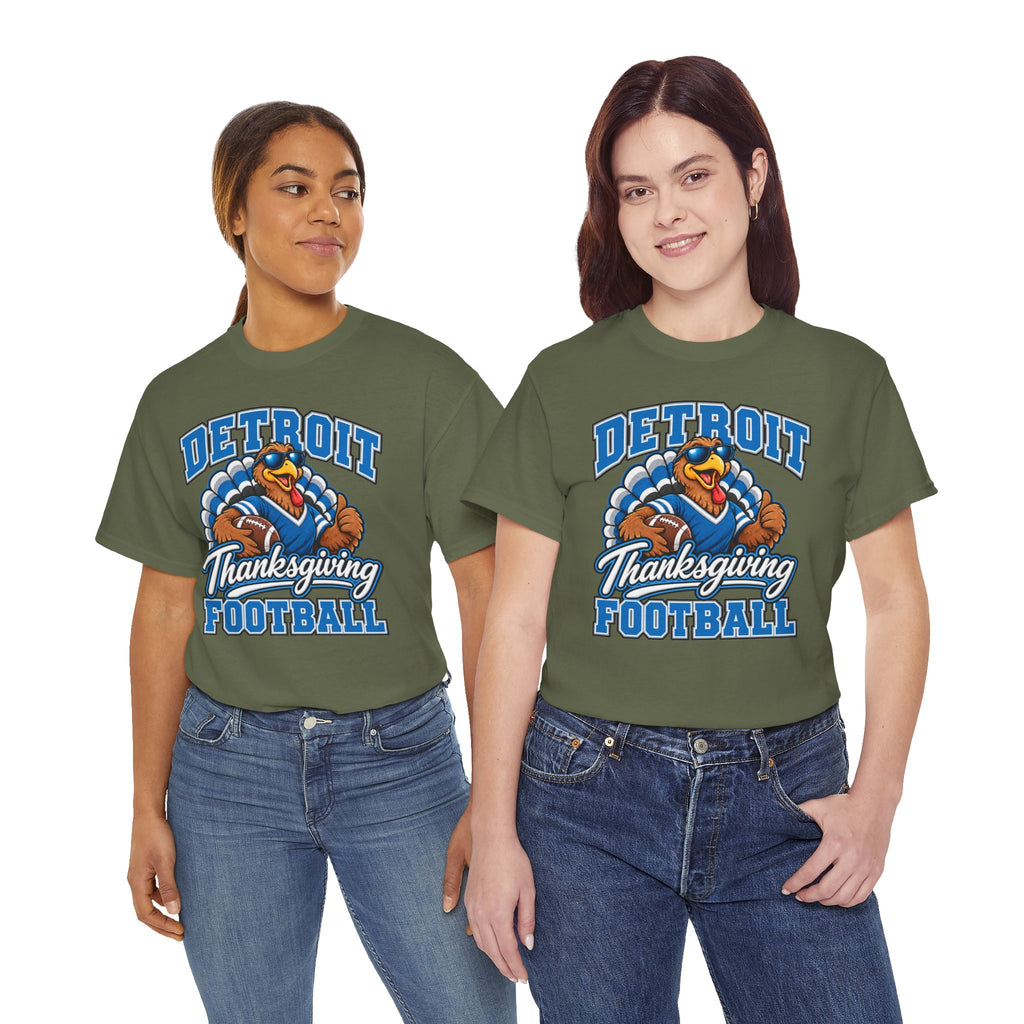 Detroit Thanksgiving Football Tee — Turkey Mascot Game Day Shirt