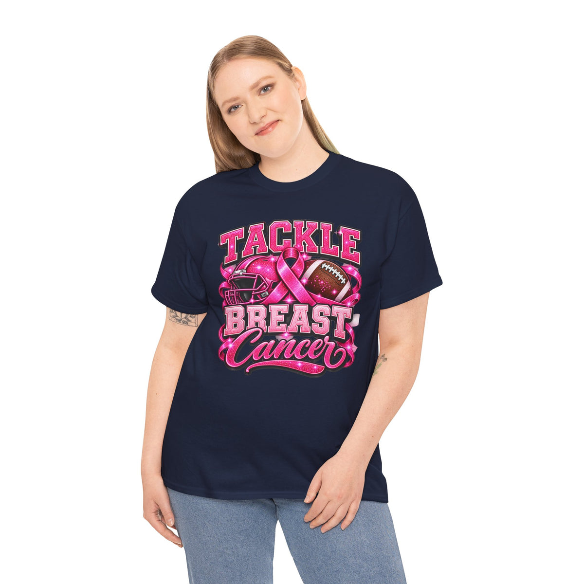 T-Shirt — "Tackle Breast Cancer" Pink Football Awareness Tee