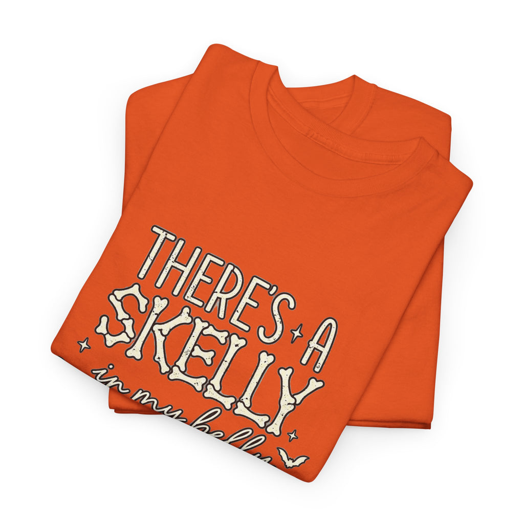 Skeleton Heart T‑Shirt — "There's a Skelly in My Belly" Cute Halloween Tee