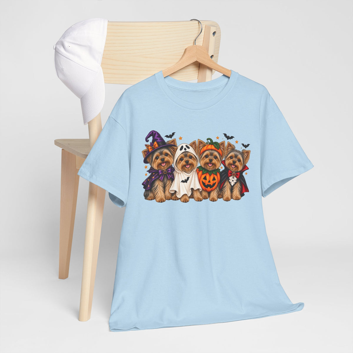 Halloween Yorkie T-Shirt — Cute Yorkies in Costumes (Pumpkin, Ghost, Witch, Vampire)
