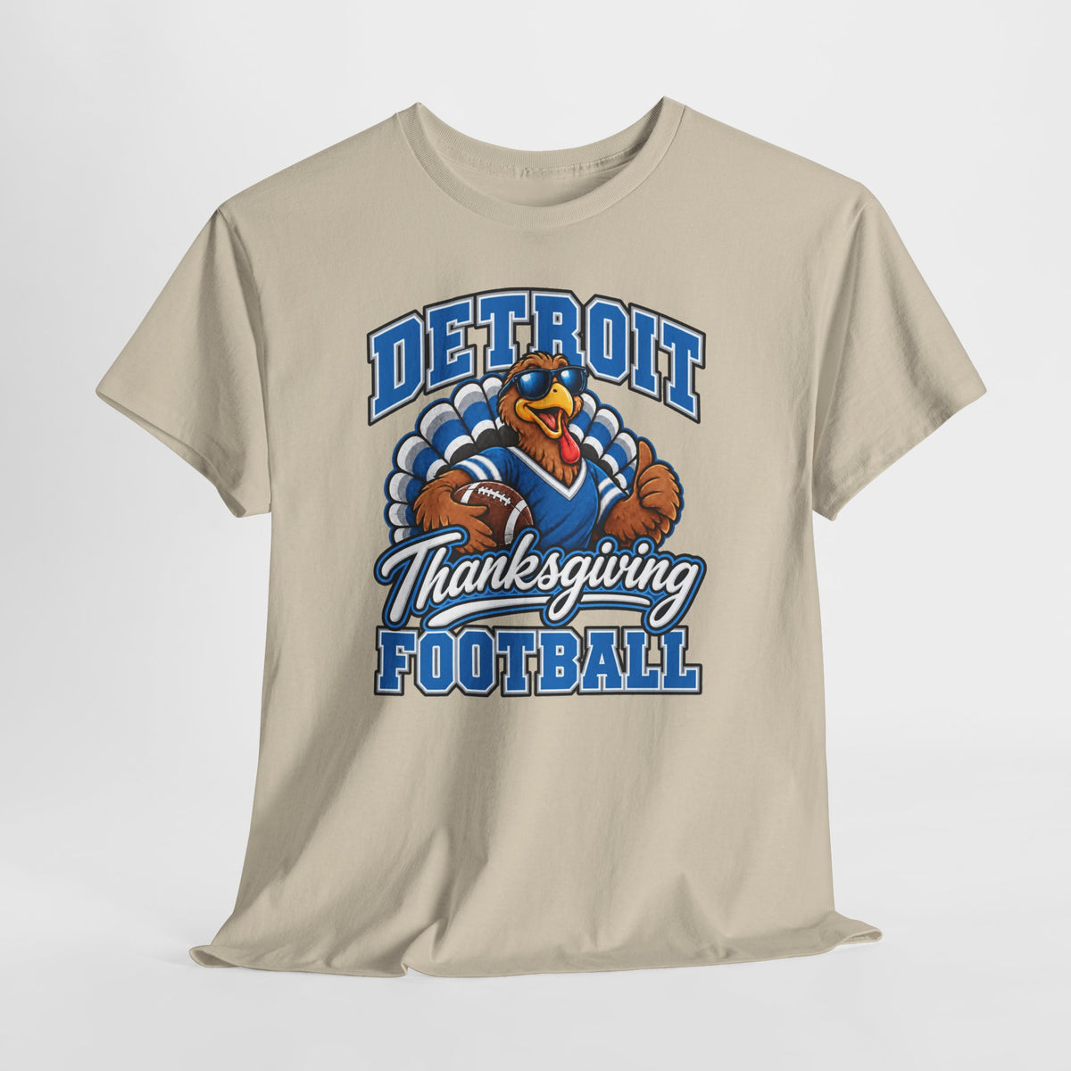 Detroit Thanksgiving Football Tee — Turkey Mascot Game Day Shirt