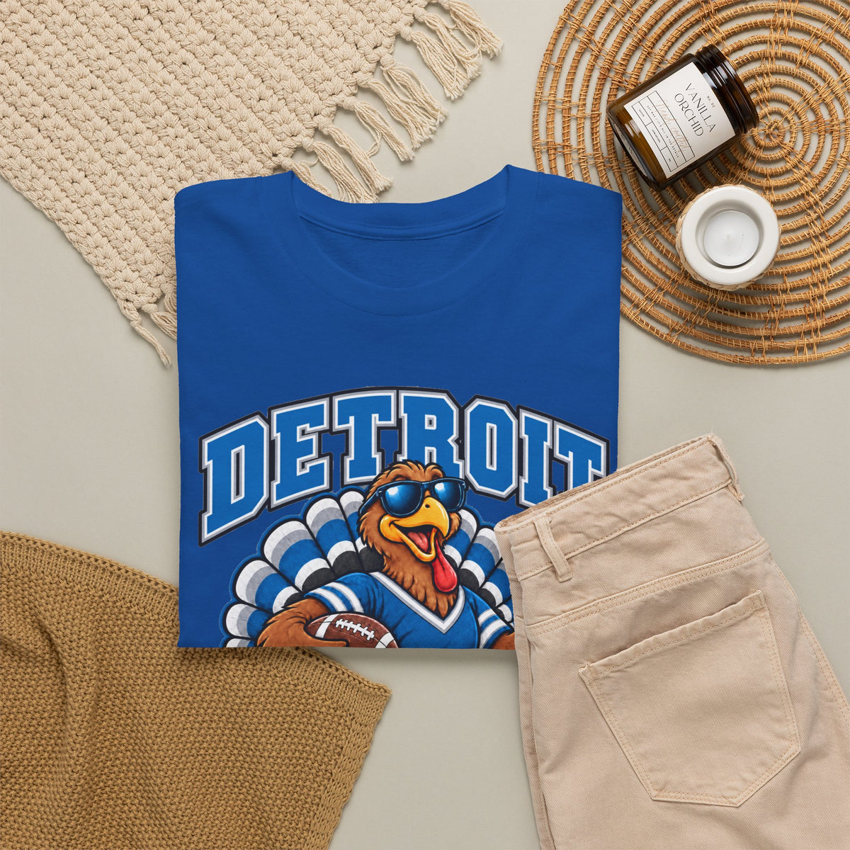 Detroit Thanksgiving Football Tee — Turkey Mascot Game Day Shirt