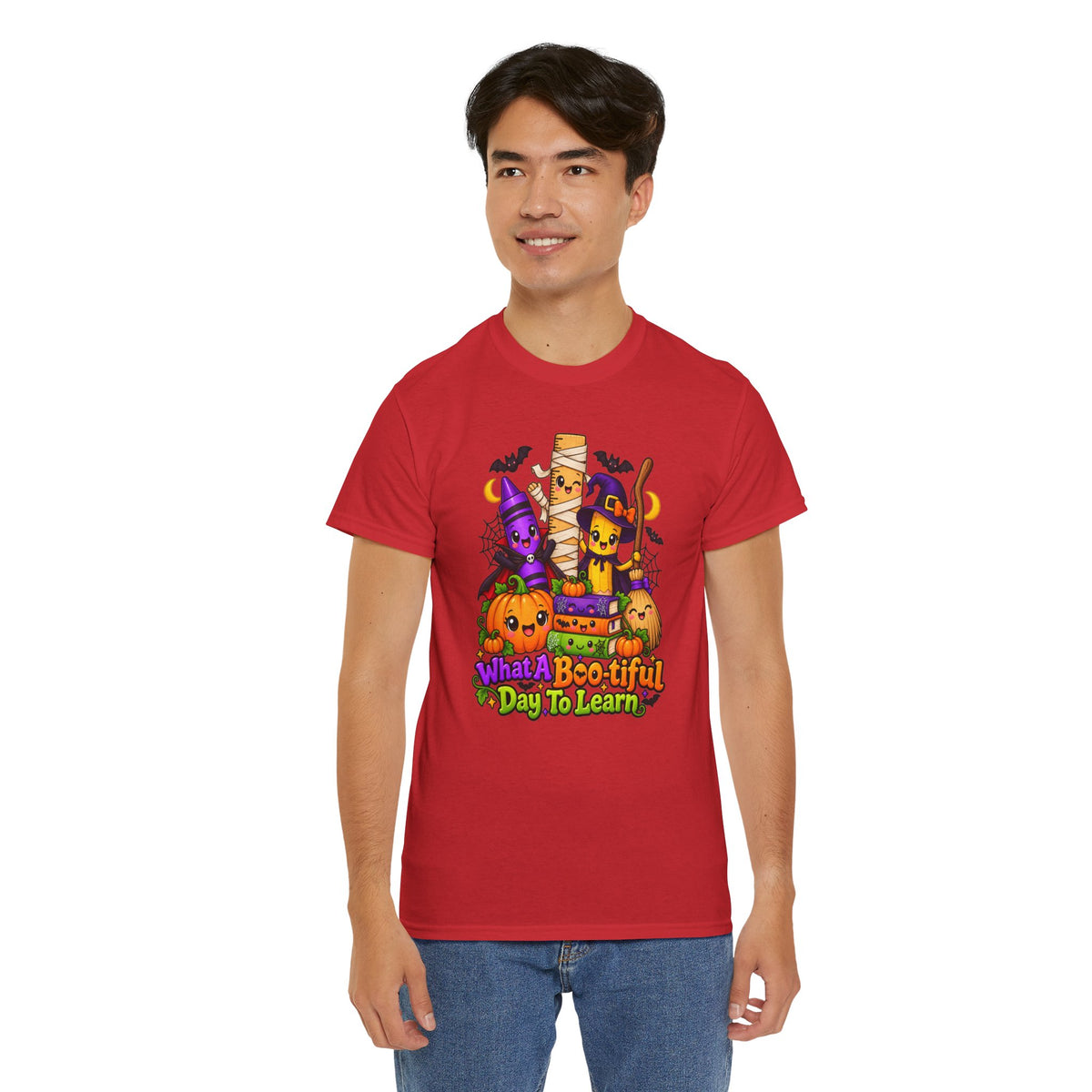 Halloween Teacher Tee — "What A Boo-tiful Day To Learn" Kids' Classroom Shirt
