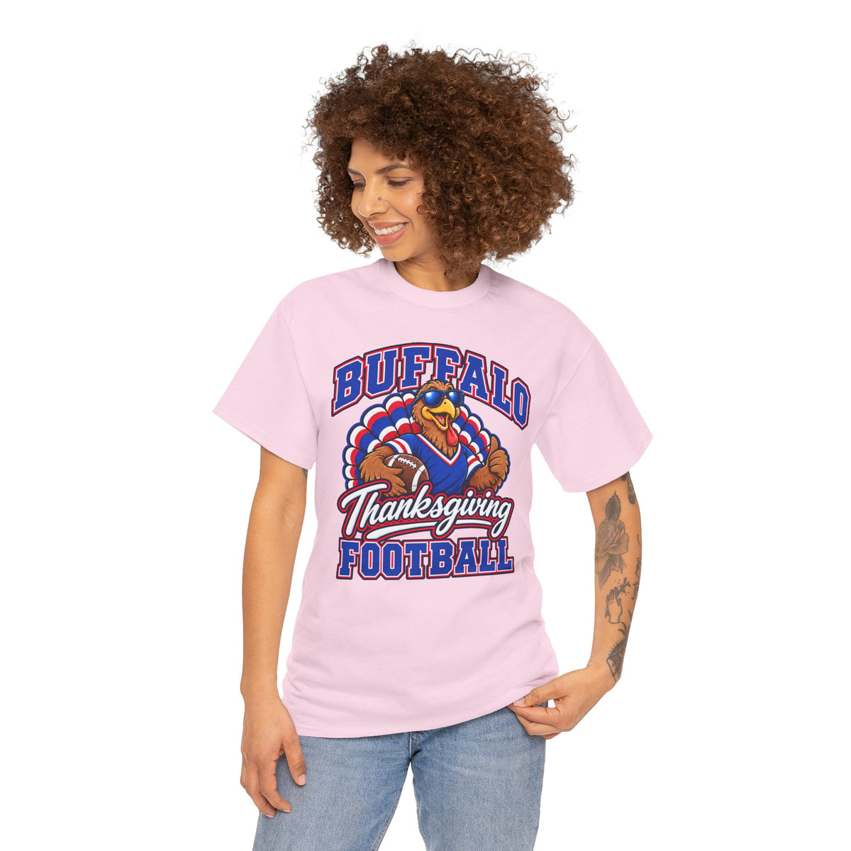 Buffalo Thanksgiving Football T-Shirt — Turkey Mascot Game Day Tee