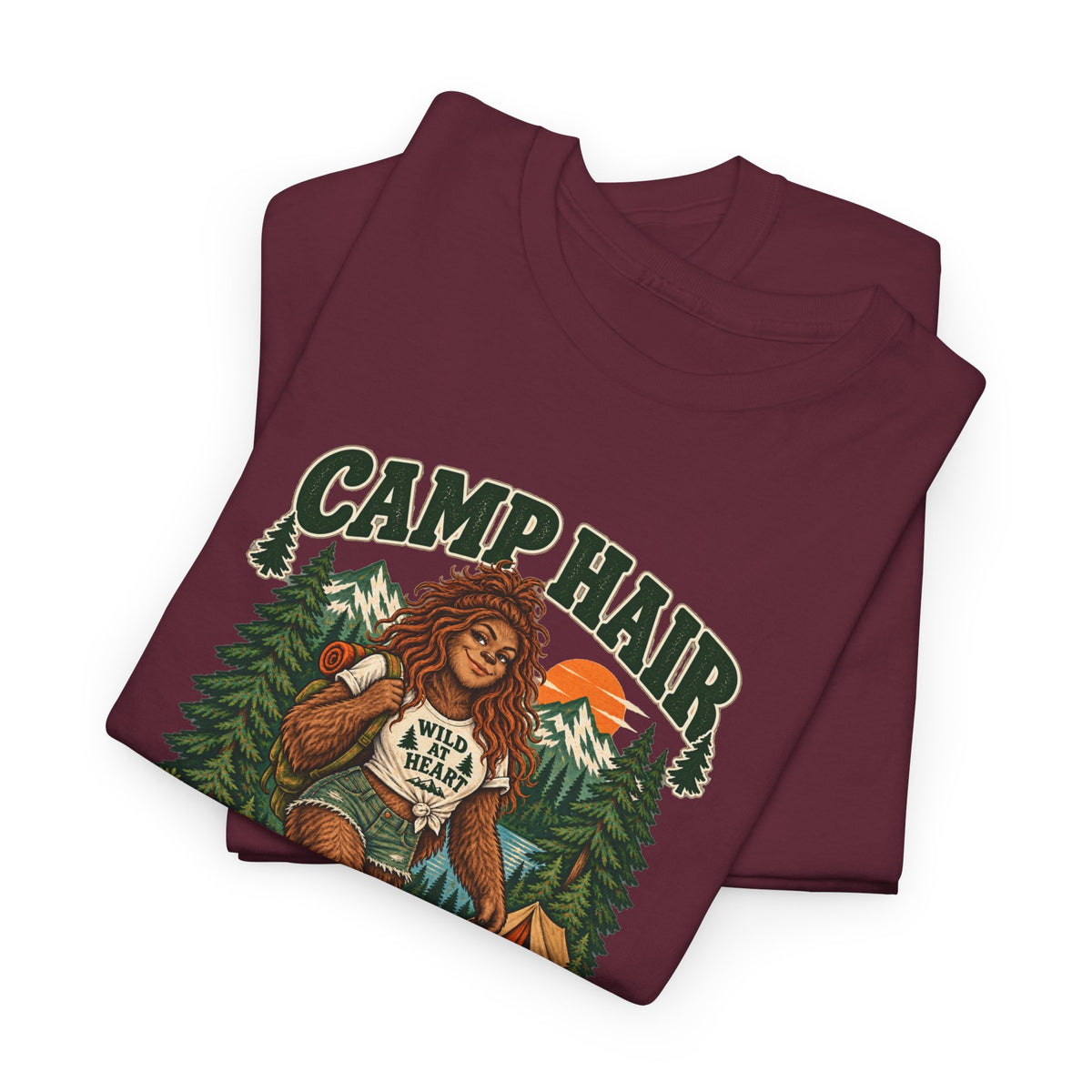 Camp Hair Don't Care T-Shirt — Retro Camping Graphic Tee