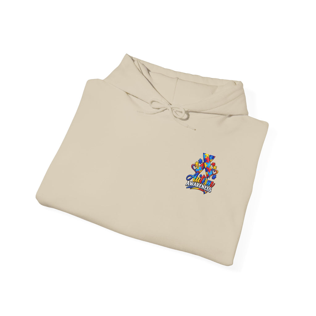 White Hoodie with Colorful 'Stand Tall' Floral Bear Chest Logo - Cozy Casual Pullover