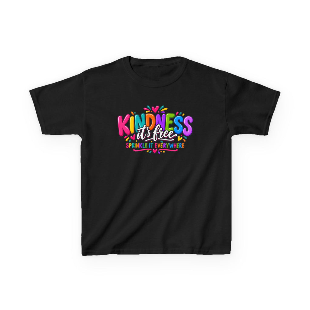Kids Tee — "Kindness Is Free" Colorful Rainbow Graphic