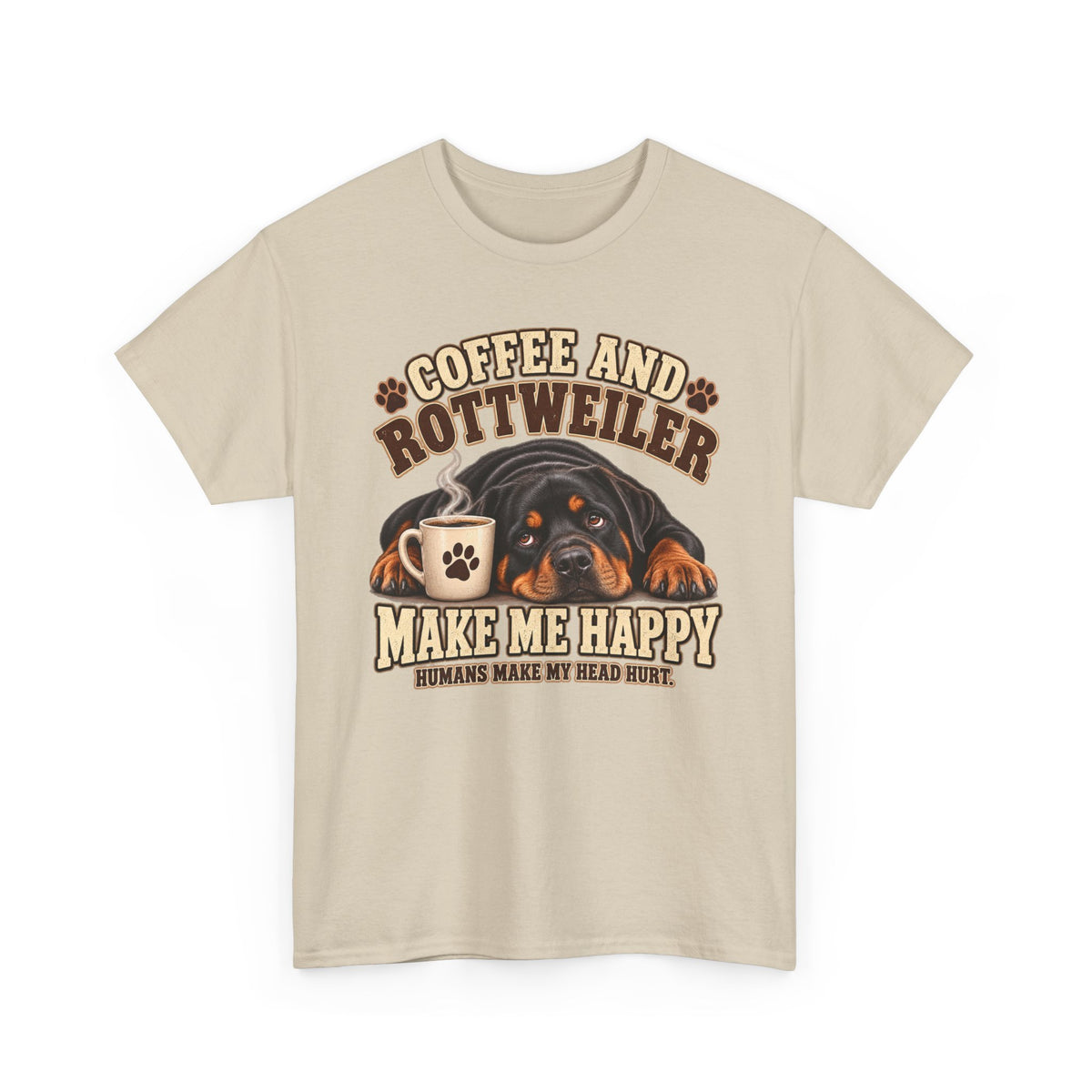 Coffee and Rottweiler Tee — "Coffee and Rottweiler Make Me Happy" Dog Lover Shirt