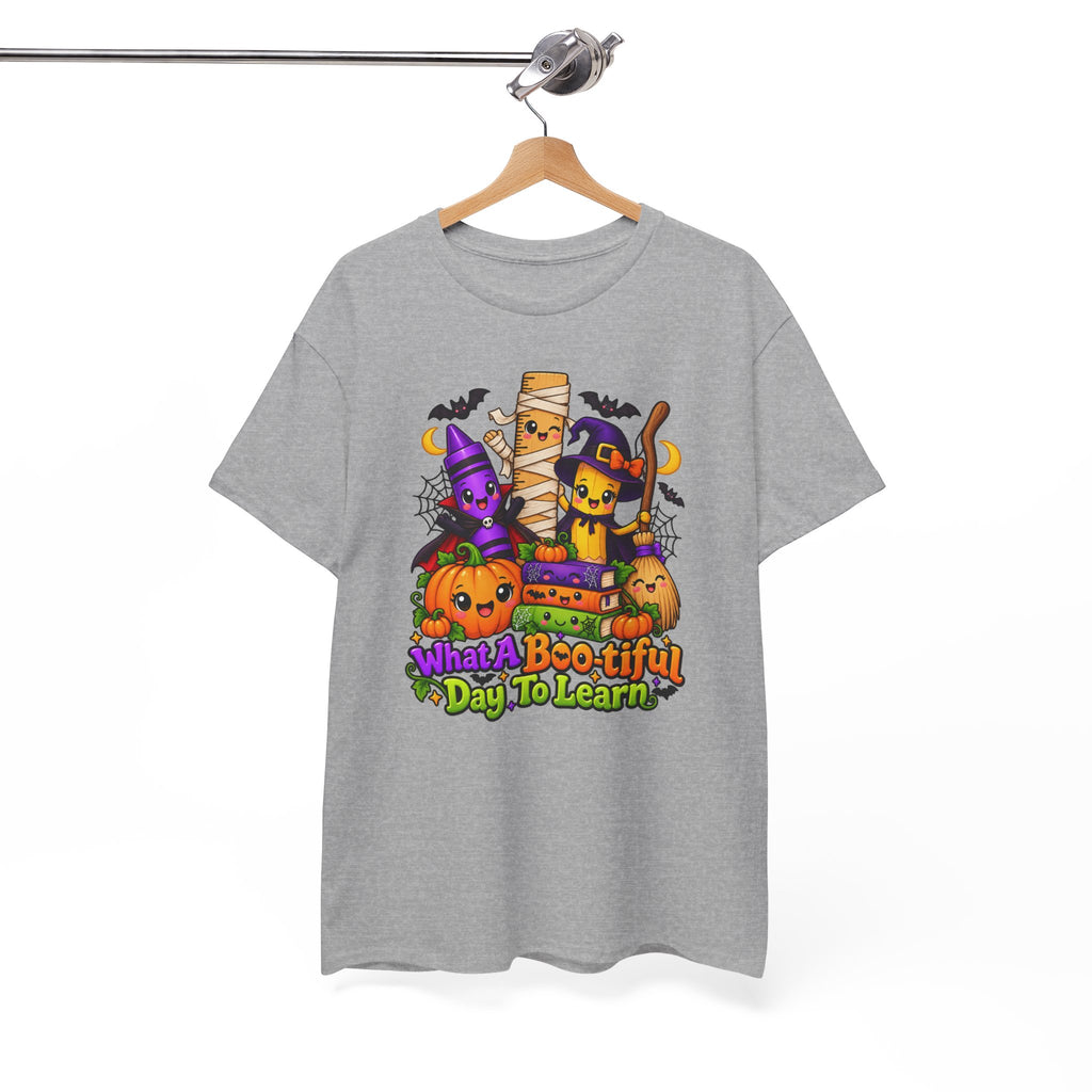 Halloween Teacher Tee — "What A Boo-tiful Day To Learn" Kids' Classroom Shirt