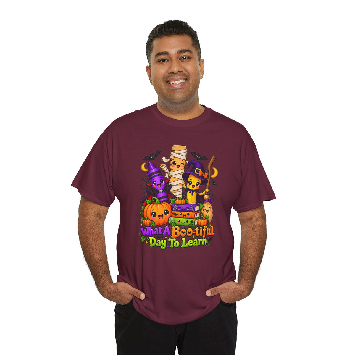 Halloween Teacher Tee — "What A Boo-tiful Day To Learn" Kids' Classroom Shirt