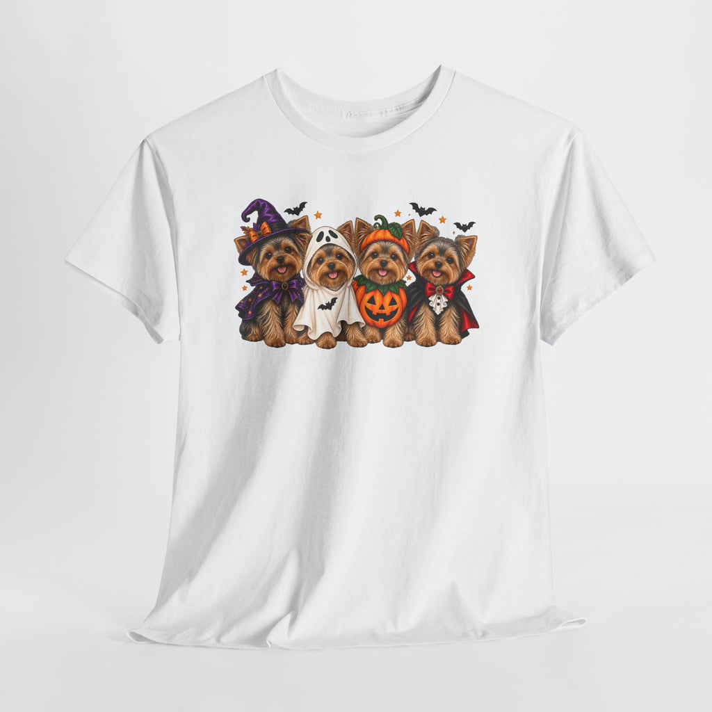 Halloween Yorkie T-Shirt — Cute Yorkies in Costumes (Pumpkin, Ghost, Witch, Vampire)