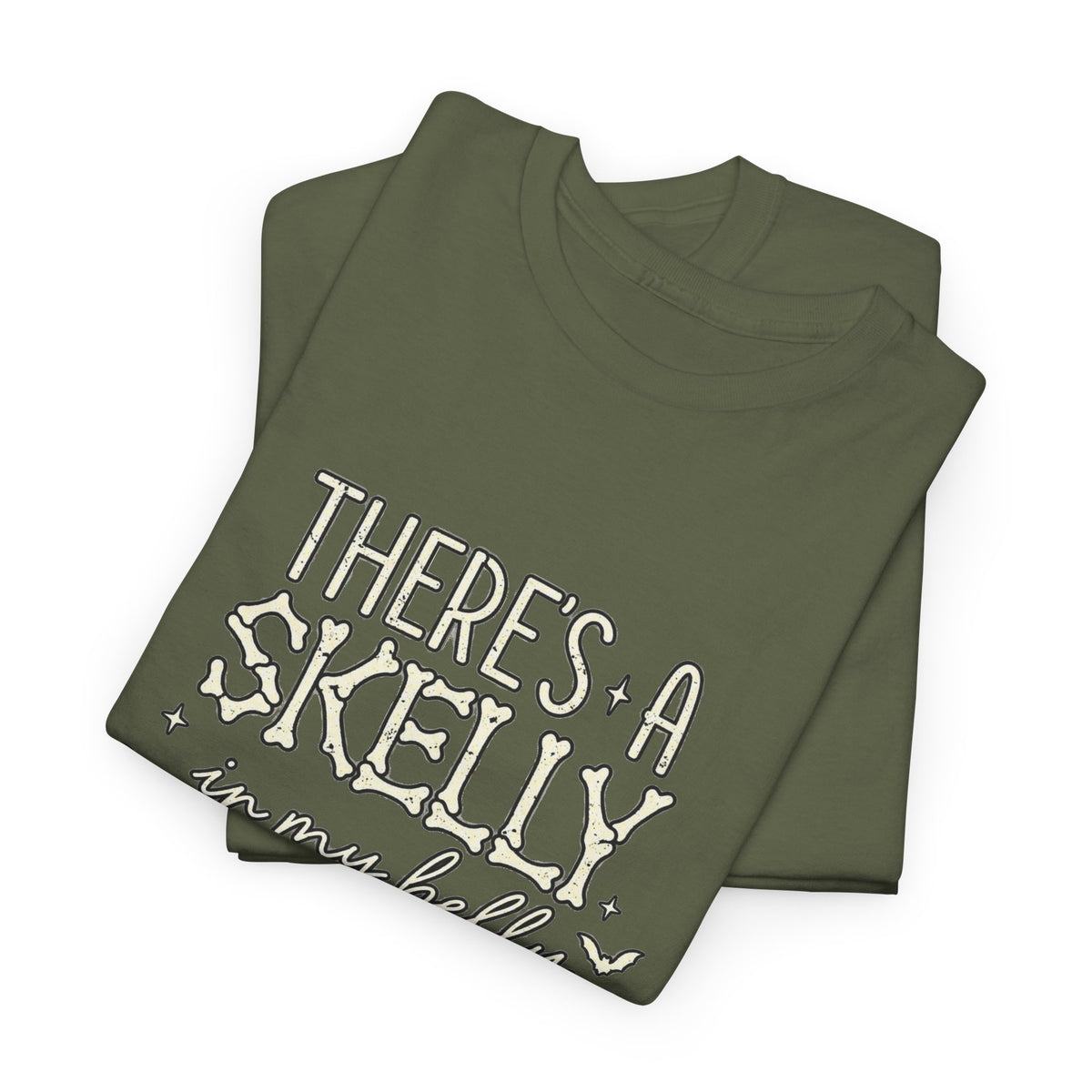 Skeleton Heart T‑Shirt — "There's a Skelly in My Belly" Cute Halloween Tee