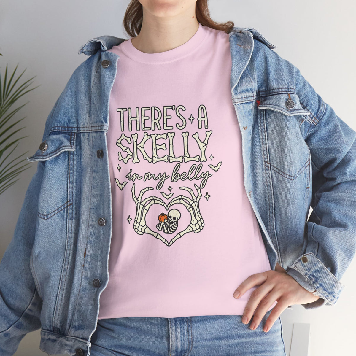 Skeleton Heart T‑Shirt — "There's a Skelly in My Belly" Cute Halloween Tee