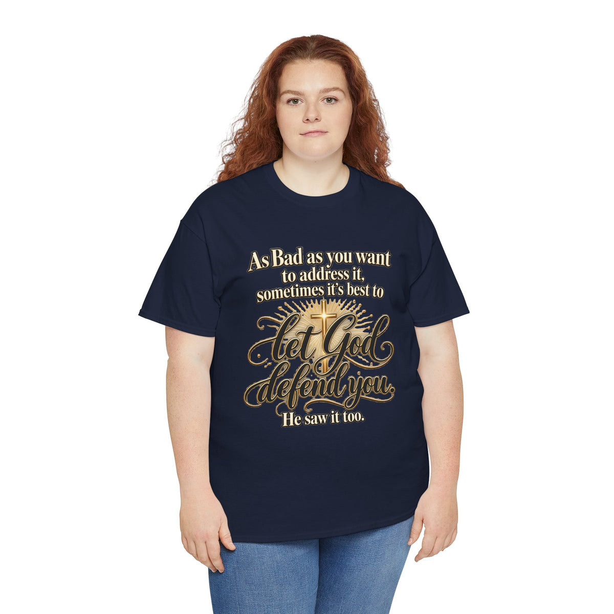 Let God Defend You Inspirational Christian T-Shirt