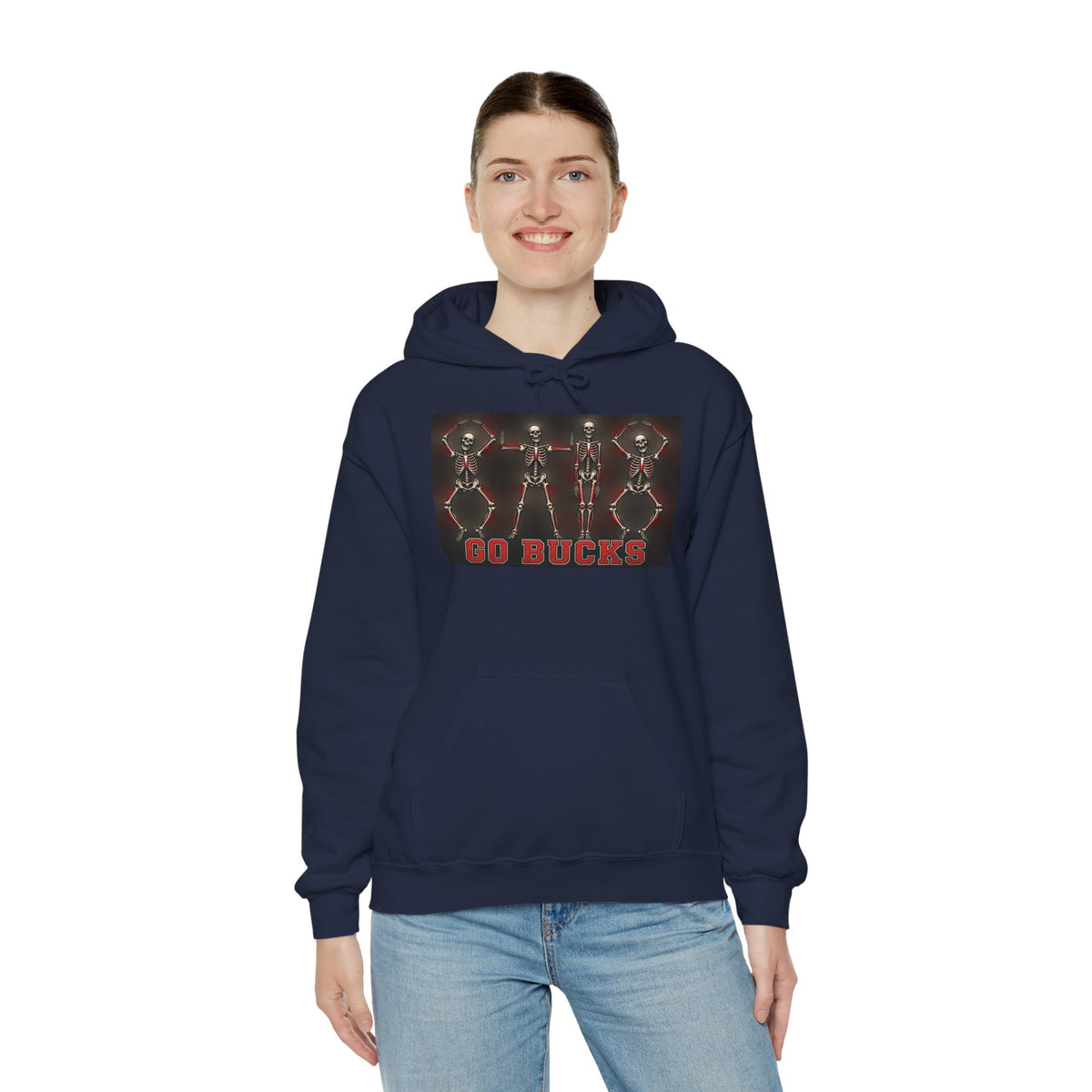 Go Bucks Hoodie — Vintage Red Deer Antlers Graphic Hooded Sweatshirt
