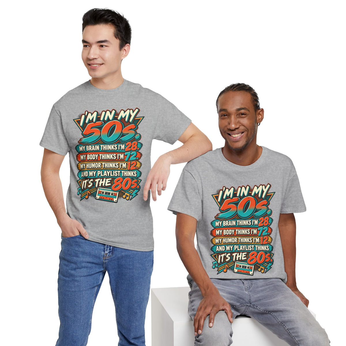 Retro 50s Birthday T‑Shirt — "I'm in My 50s" 80s Playlist Cassette Tee