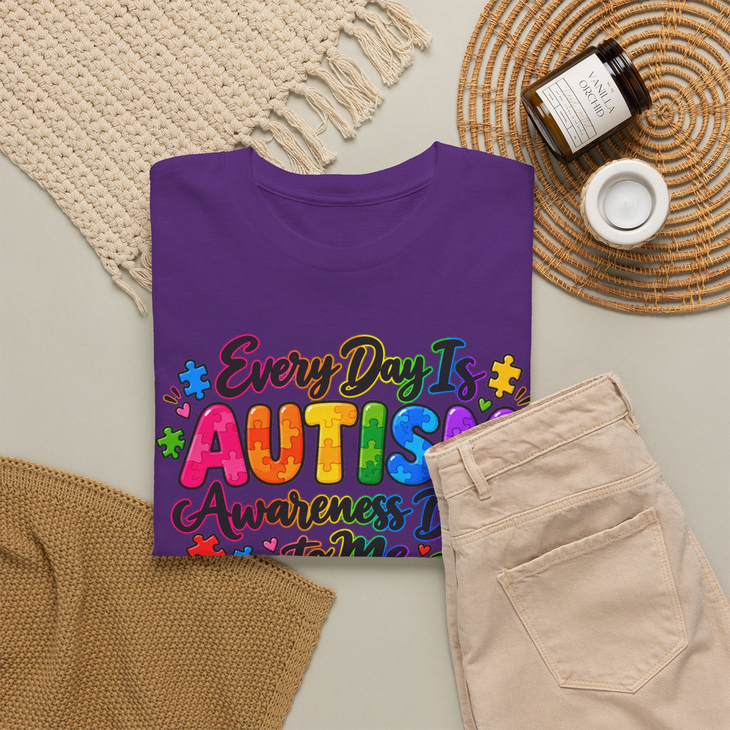 Autism Awareness T-Shirt — "Every Day Is Autism Awareness Day to Me" Colorful Puzzle Tee