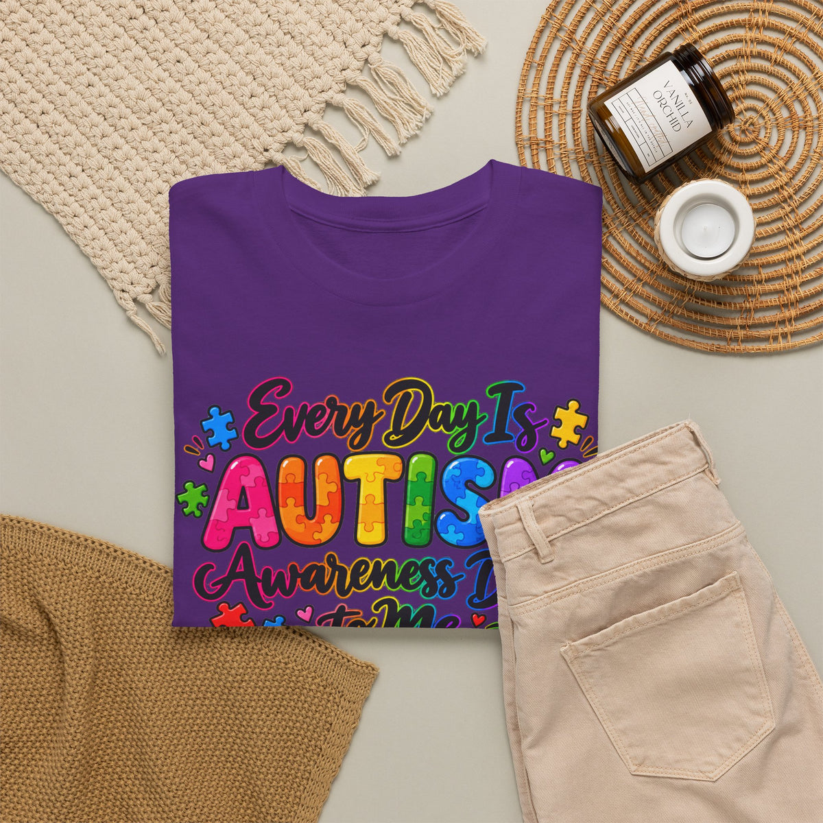 Autism Awareness T-Shirt — "Every Day Is Autism Awareness Day to Me" Colorful Puzzle Tee