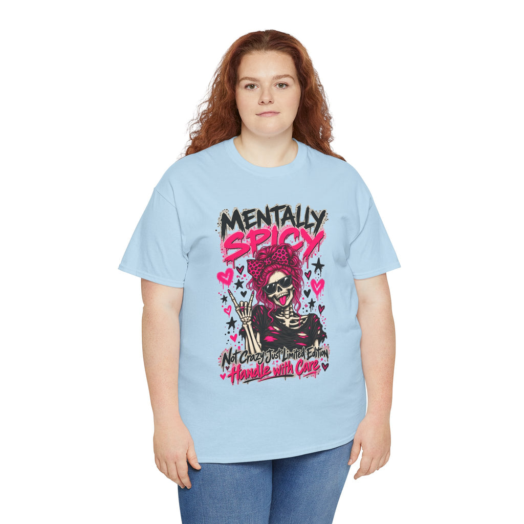 Mentally Spicy Skeleton Graphic T-Shirt