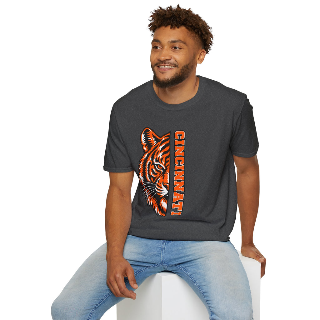 Cincinnati Tiger Head Vertical Graphic T-Shirt